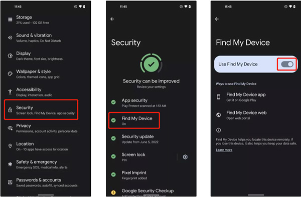 Kapcsolja be a Google Készülékkereső szolgáltatást Androidon