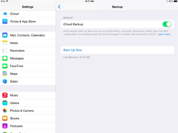Kapcsolja be az iCloud biztonsági mentést