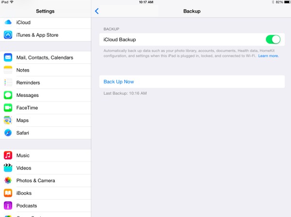 Включить iCloud Backup