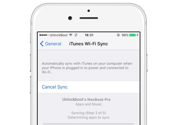 Activer la synchronisation iTunes Wi-Fi