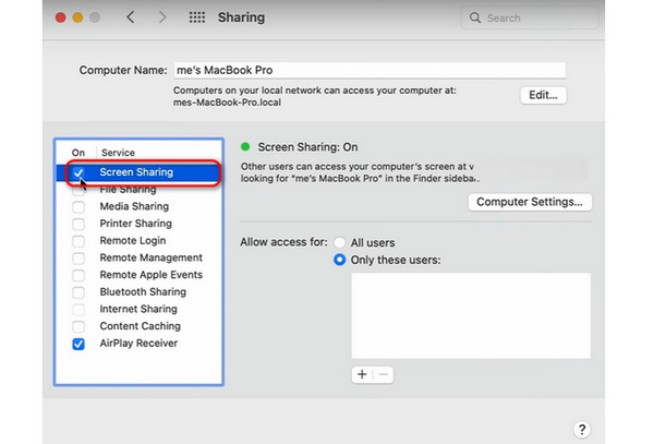 Activer le partage d'écran sur Mac