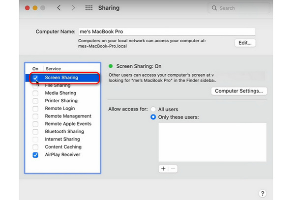 Ενεργοποιήστε το Screen Share Mac