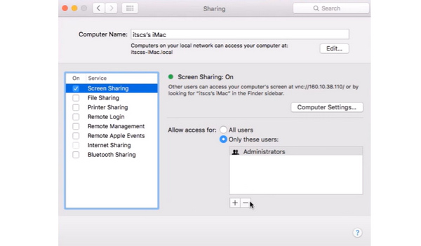 Включите общий доступ к экрану Mac
