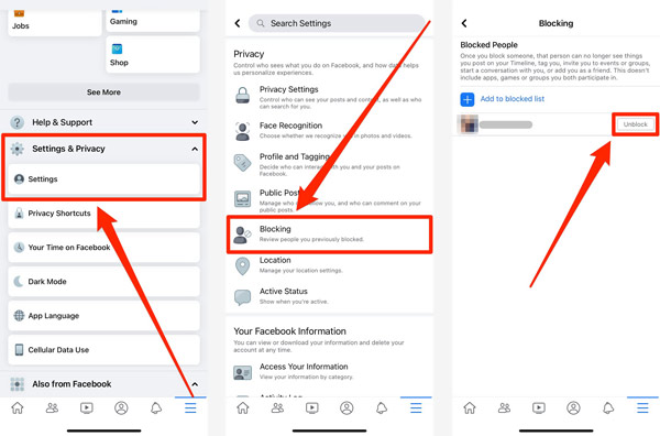 Unblock Someone on Facebook on iPhone