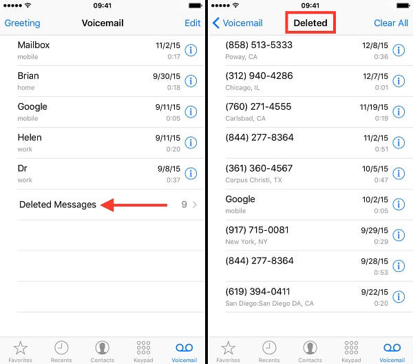 Recover Recently Deleted Voicemails