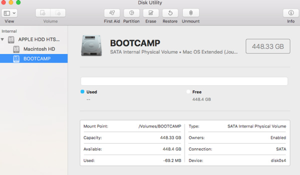 Avinstaller Boot Camp på Mac