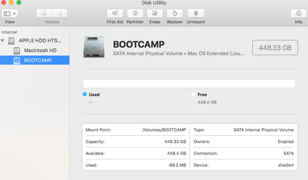 Désinstaller Boot Camp sur Mac