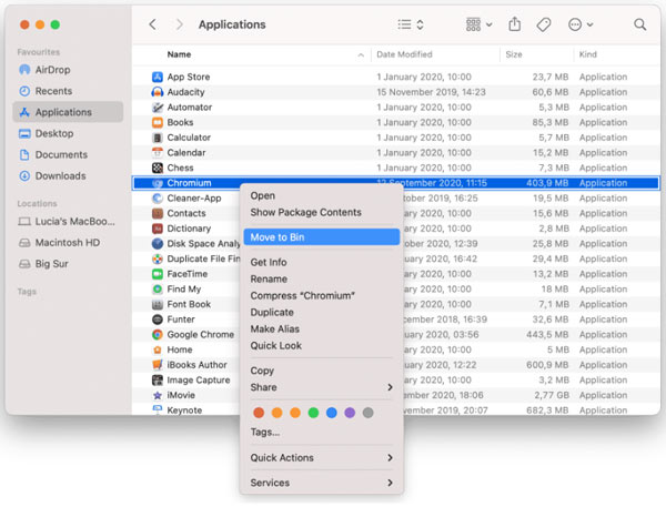Avinstallera Chromium på Mac manuellt