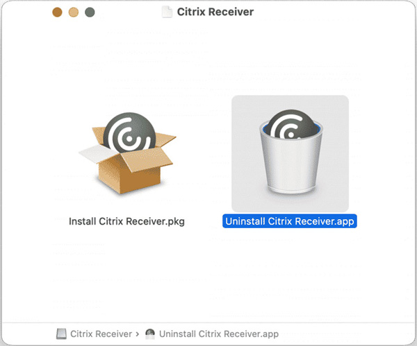 Option de désinstallation de Citrix Receiver