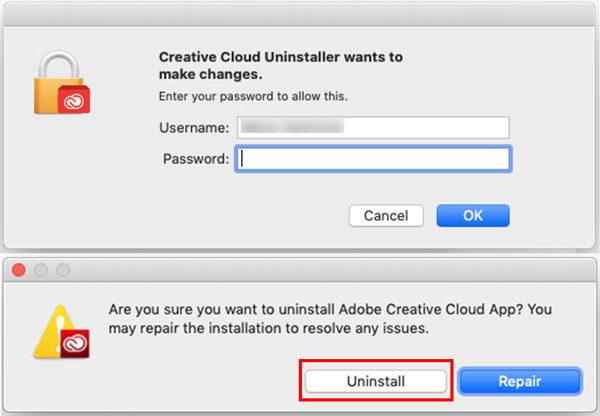 Удаление Creative Cloud Mac с помощью программы удаления