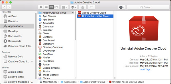 Удалить Creative Cloud Mac