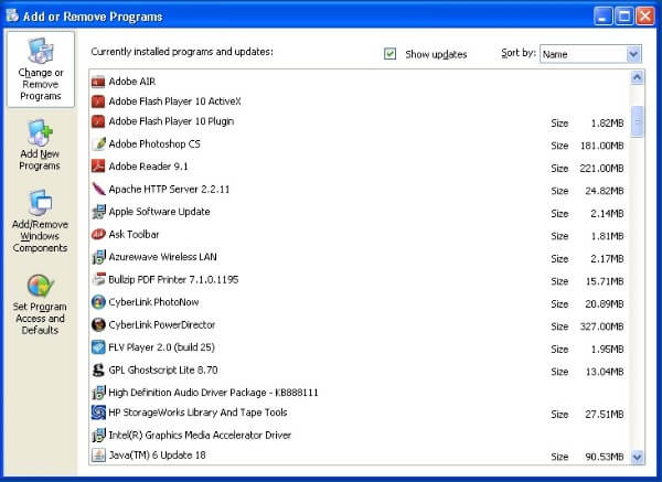 Avinstallera Google Chrome på Windows XP
