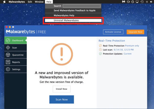 Desinstalar o Malwarebytes Mac Builtin