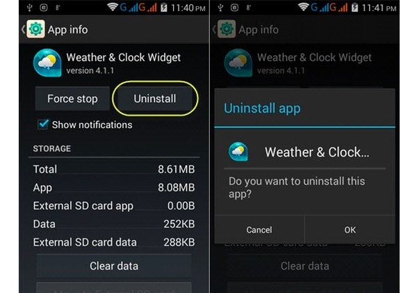 Uninstall Widgets from the Google Play Store