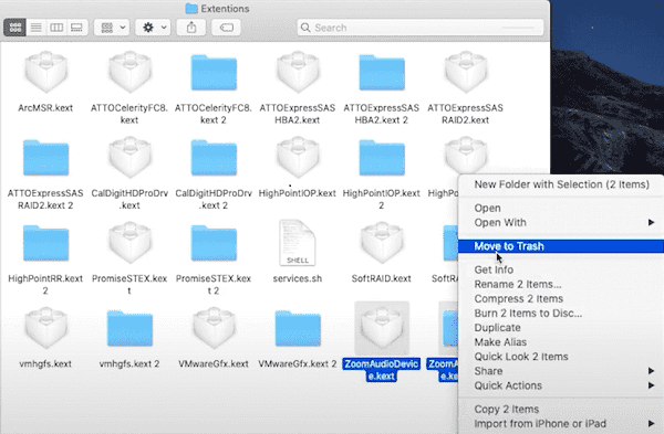 Odinstalujte Zoom na Macu Remove Extensions
