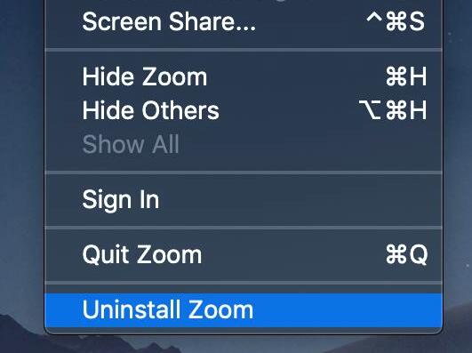 Удалить Zoom на Mac
