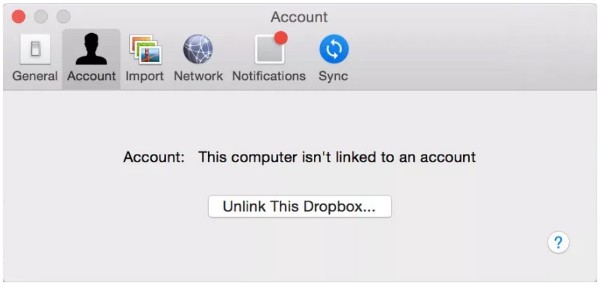Отключить аккаунт Dropbox