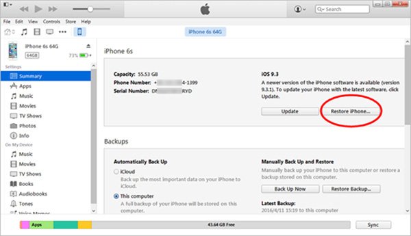 Entsperren Sie das deaktivierte iPhone mit iTunes
