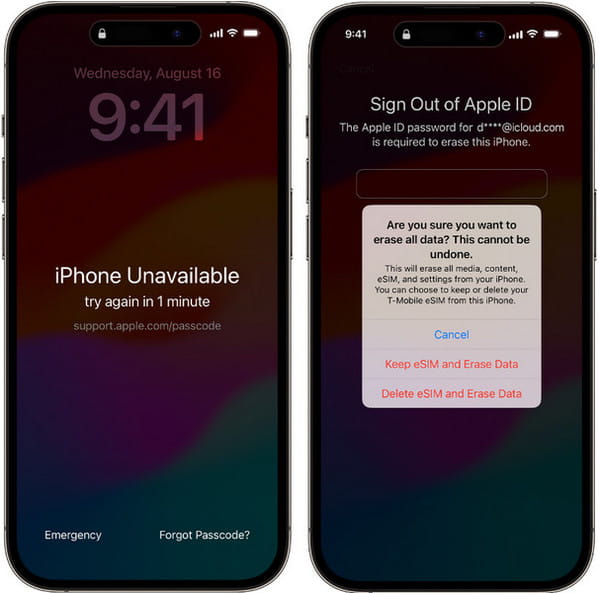 Déverrouiller l'iPhone sur l'écran de verrouillage de sécurité