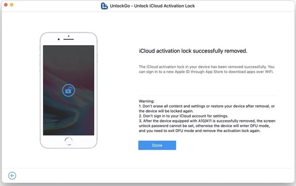 Unlockgo a supprimé le verrouillage d'activation