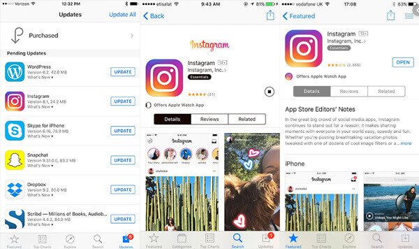 Actualizar la aplicación de Instagram