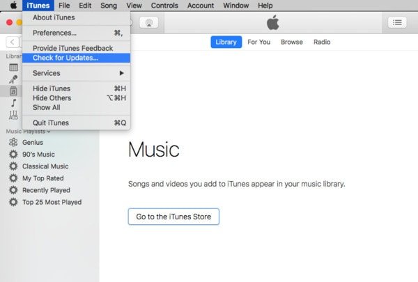 Opdaterer iTunes