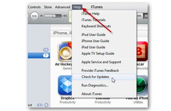 Atualize a versão do Windows para o iTunes