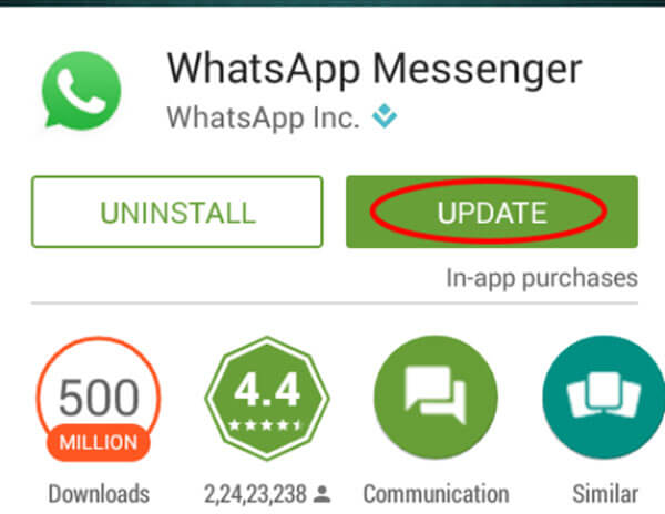 Whatsappをアップデートする