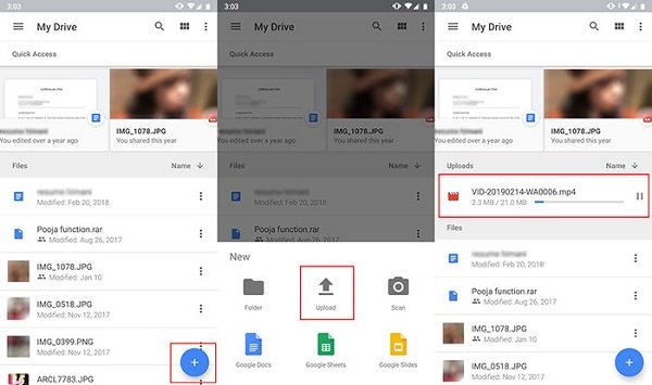 Ladda upp video till Google Drive