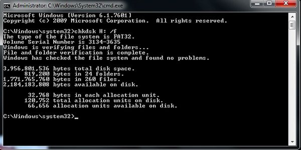 use chkdsk to repair a corrupted sd card