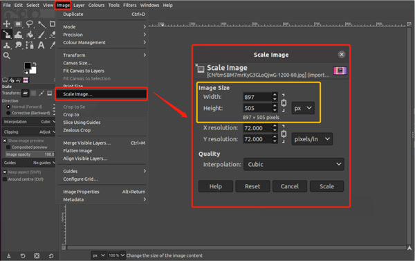 Utiliser GIMP pour redimensionner l'image