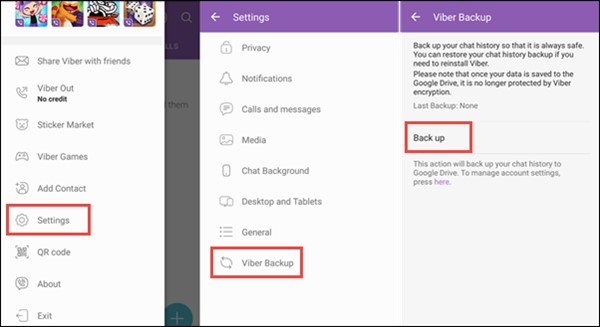 Viber резервного копирования