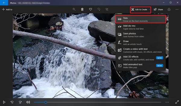 Application de photos Windows pour le découpage vidéo