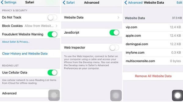 Просмотр удаленной истории в настройках iPhone