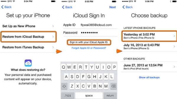 Afficher l'historique supprimé sur iPhone avec iCloud Backup