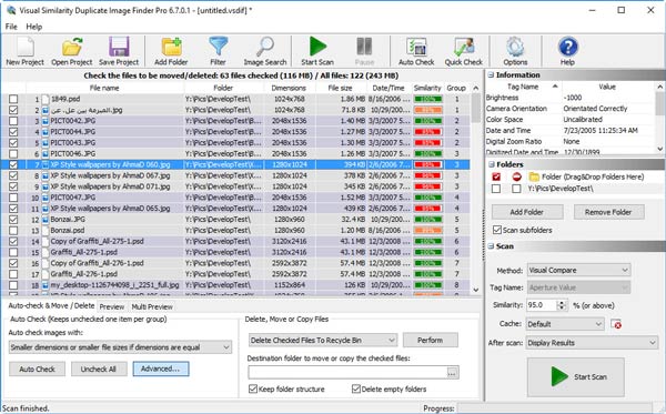 Visualizzatore di immagini duplicate di somiglianza visiva