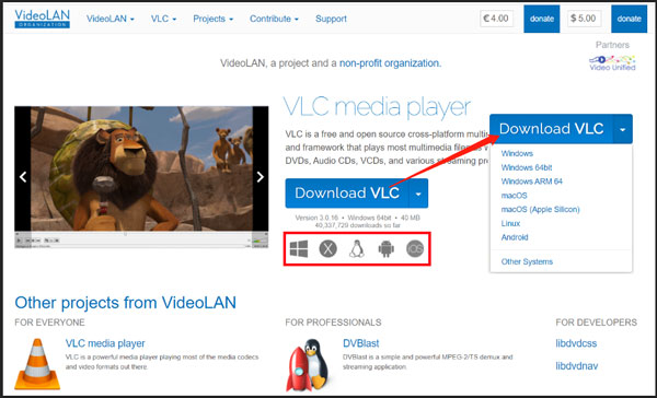 Sitio de VLC Media Player