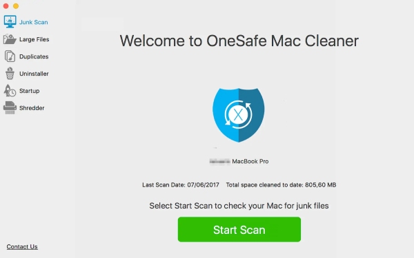 Üdvözli a Onesafe Mac Cleaner