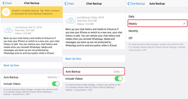 Whatsapp Backup Frequency