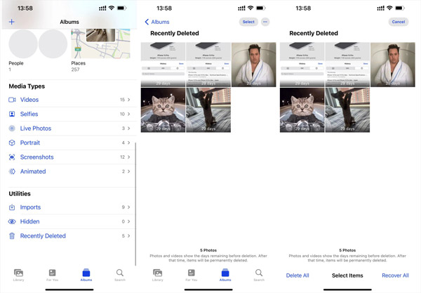 Hvor er den nyligt slettede mappe på iPhone