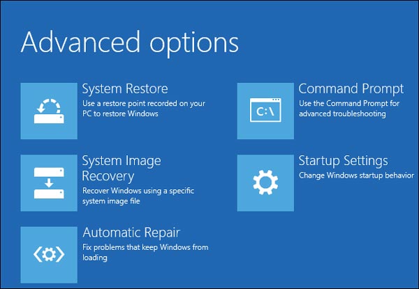 Option avancée Windows 8