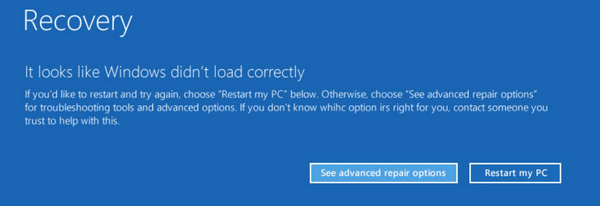 Windows n'a pas chargé correctement l'écran