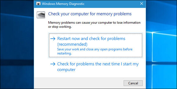 Windows memóriadiagnosztika