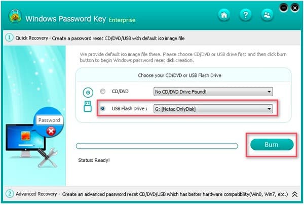 Windows Password Enterprise Key Burn