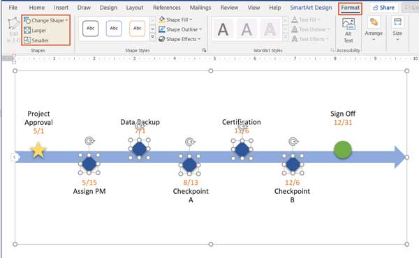 Formato de línea de tiempo de Word