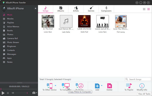 Xilisoft iPhone Transfer Musik