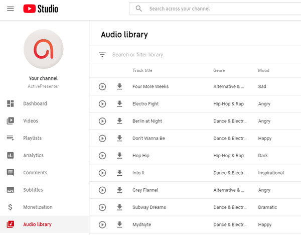 YouTube-Audiobibliothek Kostenlose Musik hinzufügen