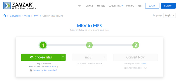 Zamzar Mkv MP3 konverter