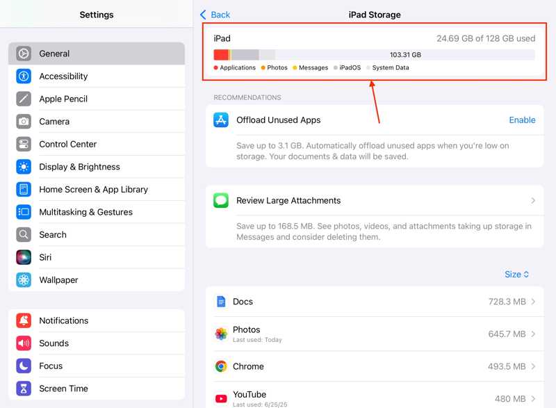 iPad 存储空间
