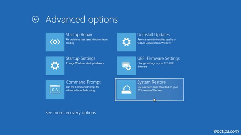 Advanced Options System Restore